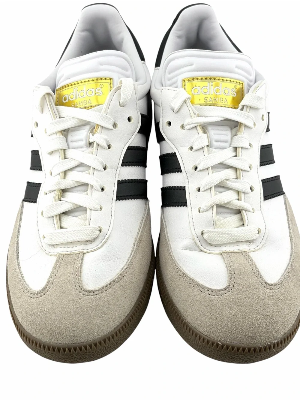 adidas Samba Spikeless Golf Shoes Mens 7 Classic White Black Stripes Gum Soles